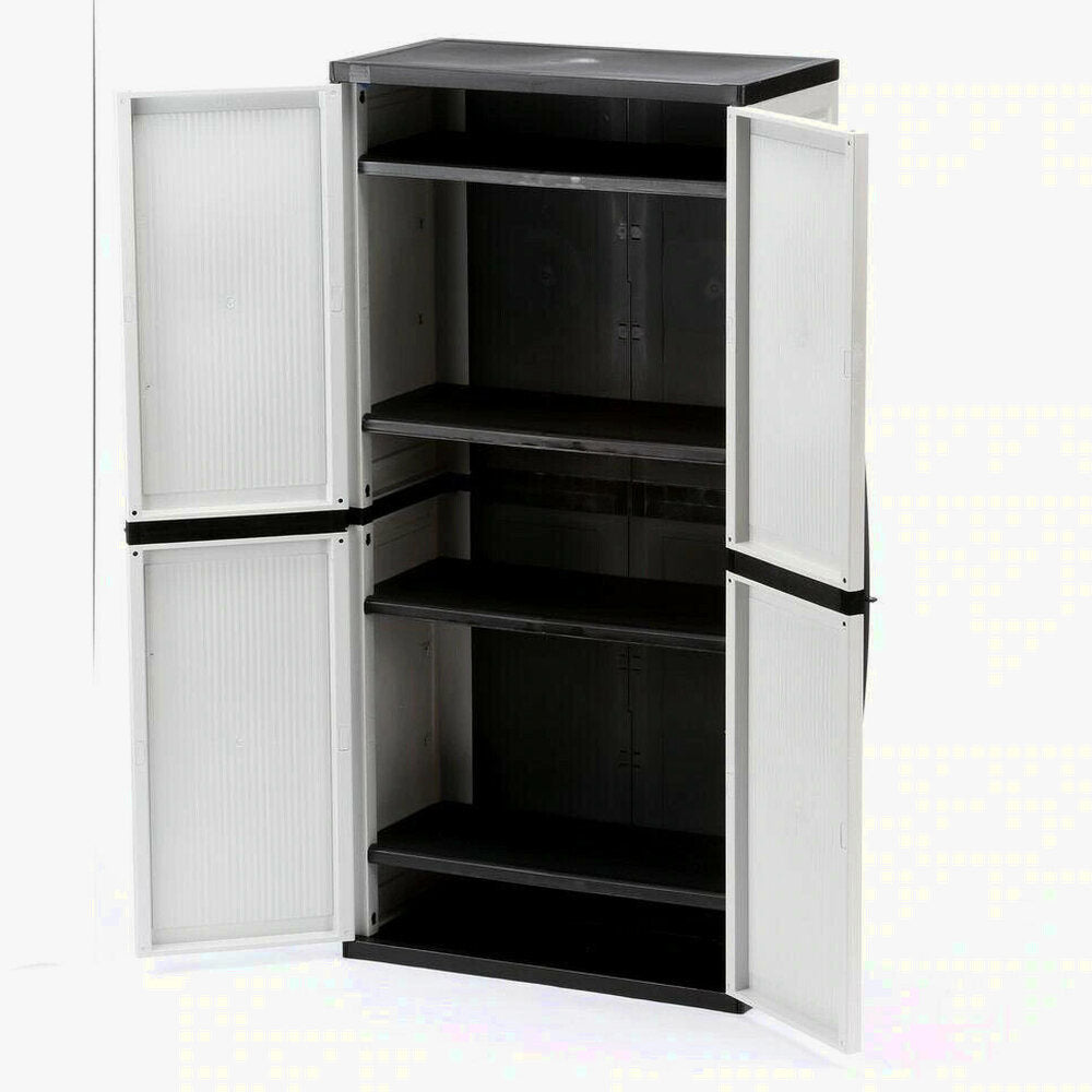 HDX Gray Plastic Freestanding Garage Cabinet With Adjustable Shelves A ...