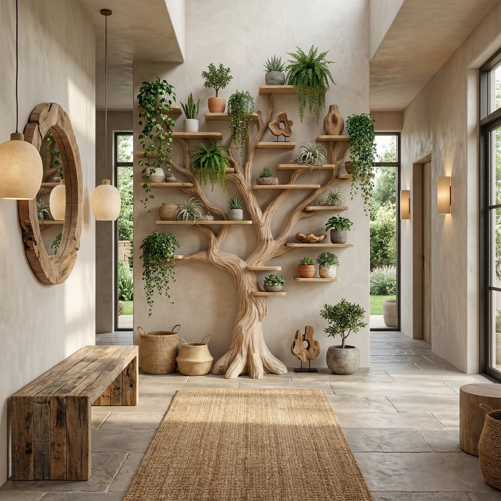 Tree Branch Floating Bookshelf, Oversized Wall-Mounted Wood Shelf