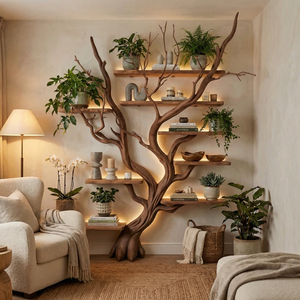Tree Branch Bookshelf, Large Driftwood Floating Wall Shelf