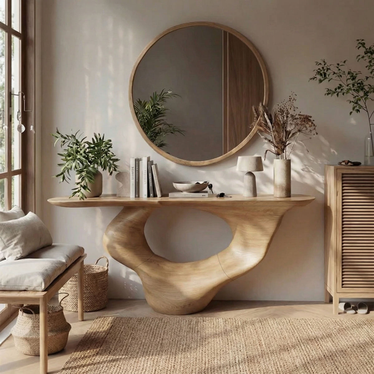 Narrow Console Table, Handmade Solid Wood Statement Piece for Entryway