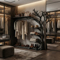 Rustic Tree Coat Rack with Shoe Shelf Live Edge Entryway Organizer