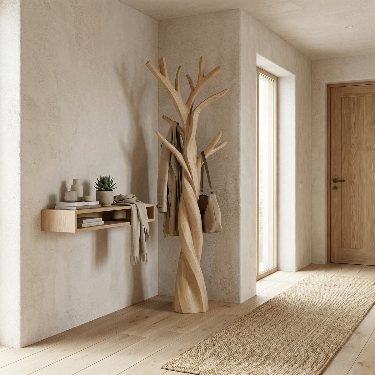 Twisted Tree Branch Coat Rack, Freestanding Wood Entryway Hat Stand