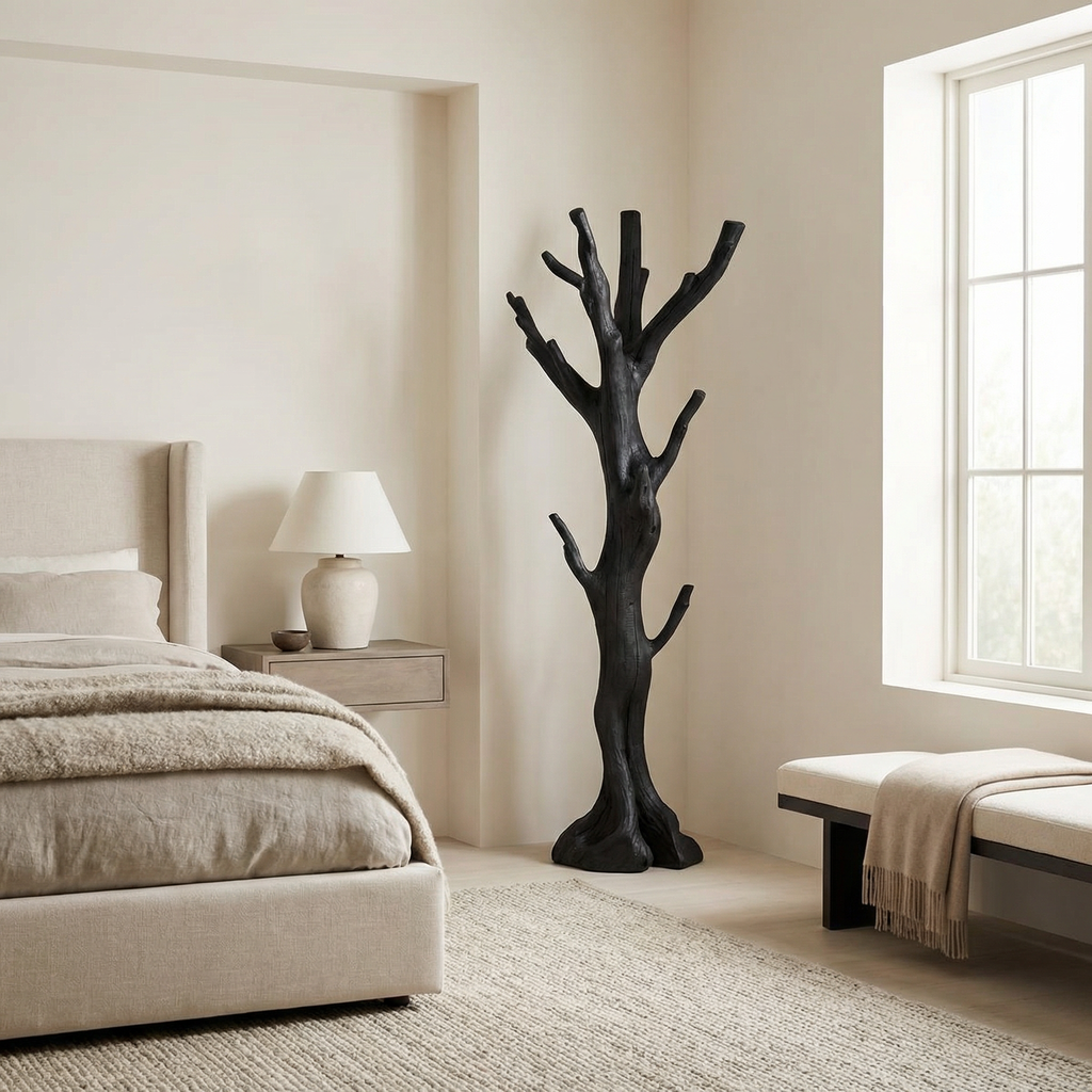 Rustic Tree Coat Rack, Solid Wood Branch Hanger for Entryway