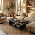Live Edge Coffee Table, Rustic Monkeypod Wood Slab for Living Room