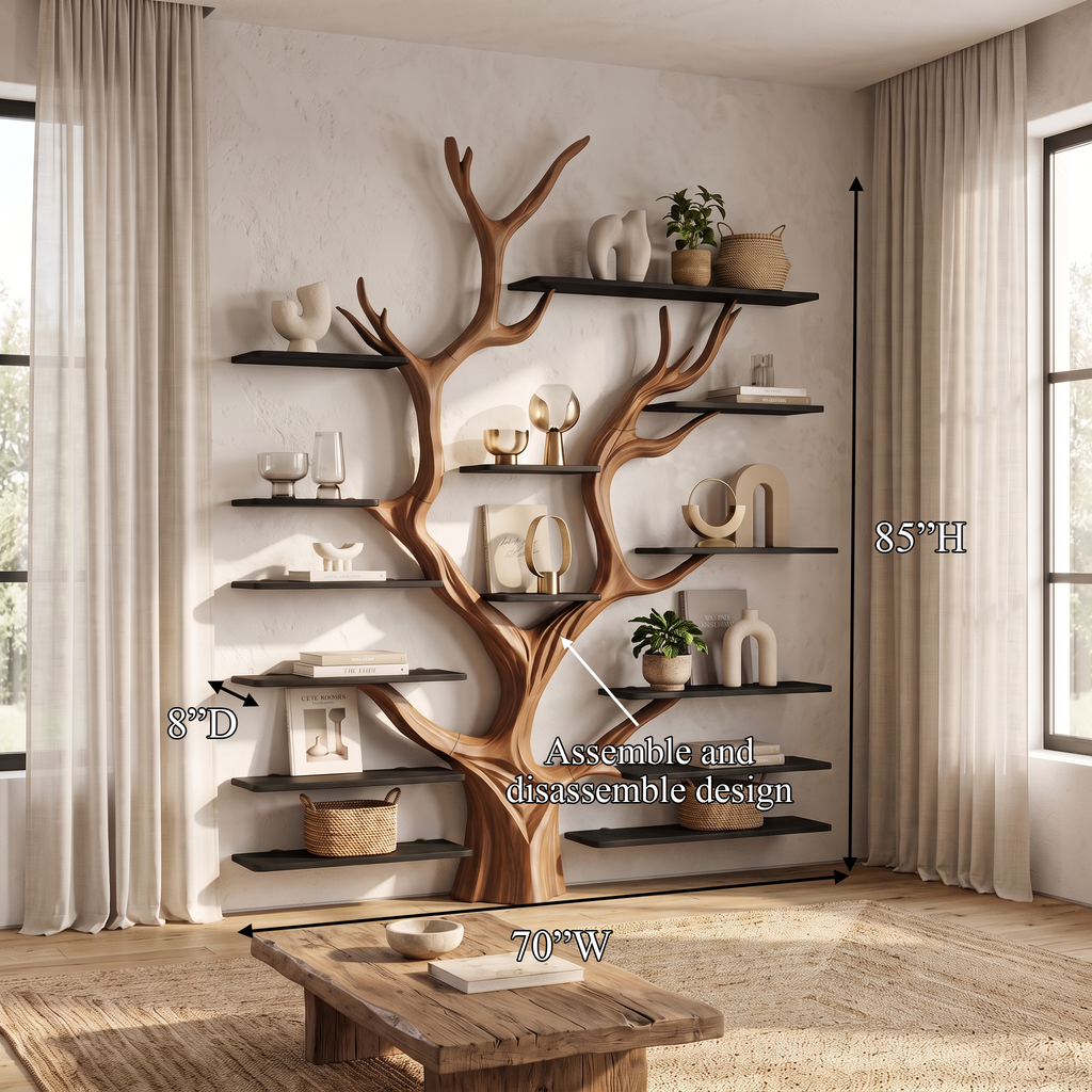 Sculptural Tree Wall Unit, Branch Clothes Rack and Shoe Shelf