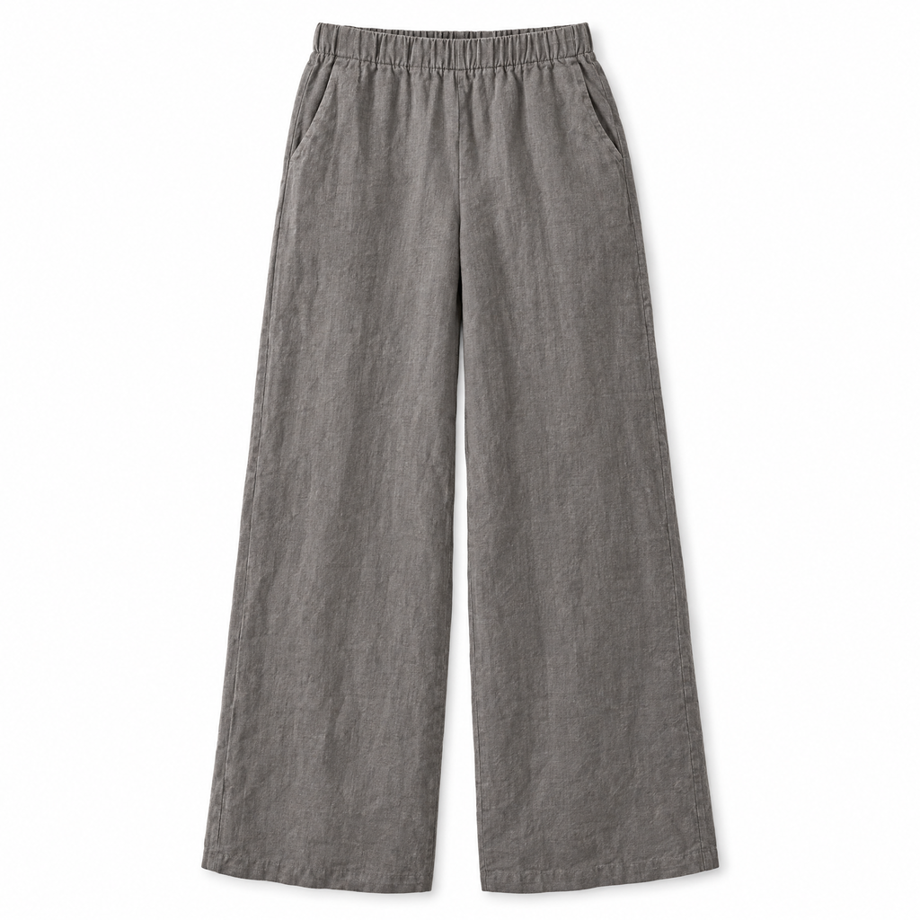 Taupe Linen Trousers with Pockets