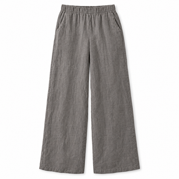 Taupe Linen Trousers with Pockets