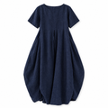 Navy Cocoon Linen Midi Dress