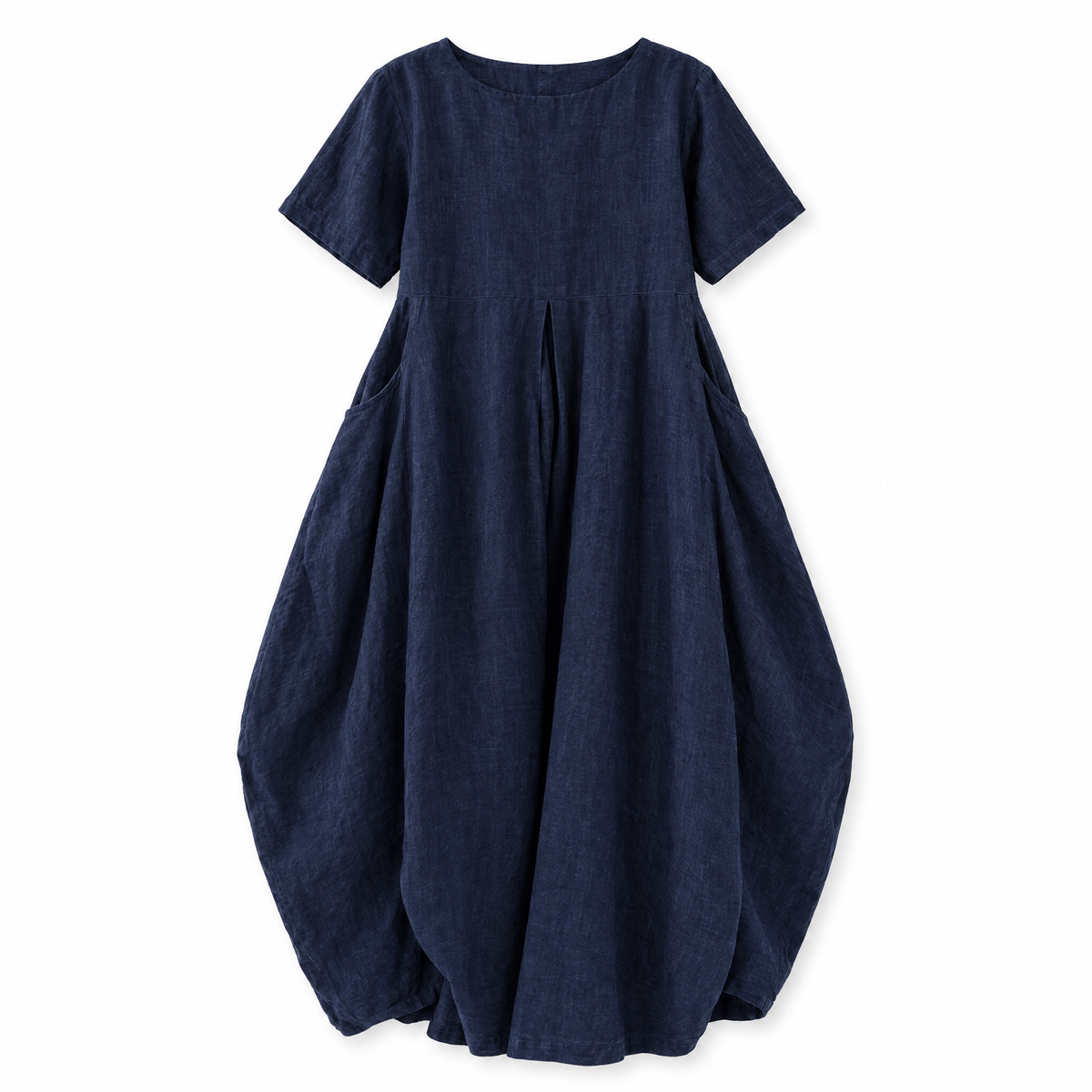 Navy Cocoon Linen Midi Dress