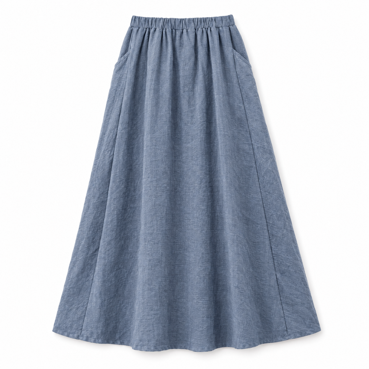 Dusty Blue Linen Maxi Skirt