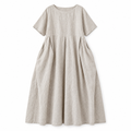 Beige Loose Linen Maxi Dress