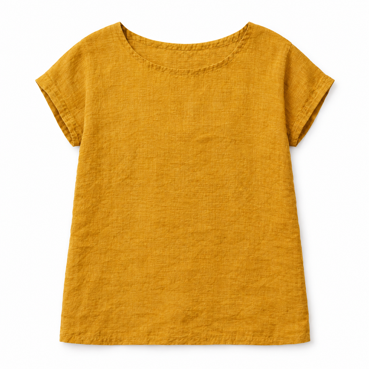 Mustard Short Sleeve Linen Top