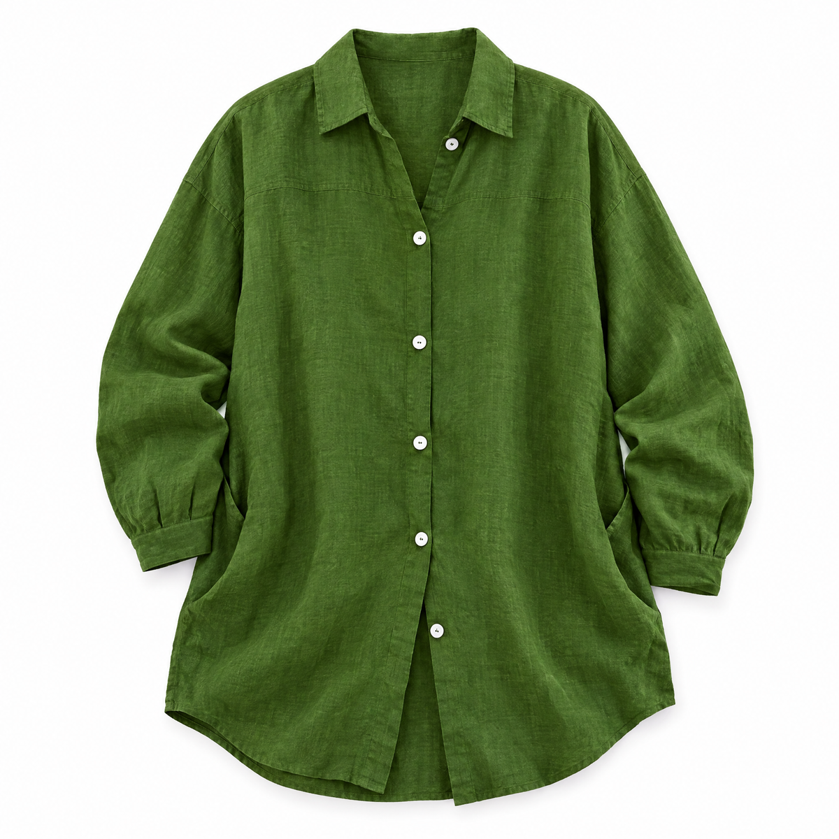 Moss Green Oversized Linen Shirt