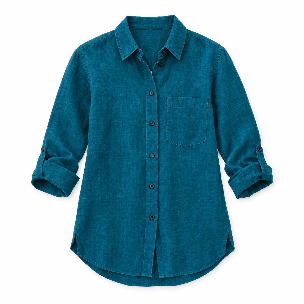 Teal Long Sleeve Linen Shirt