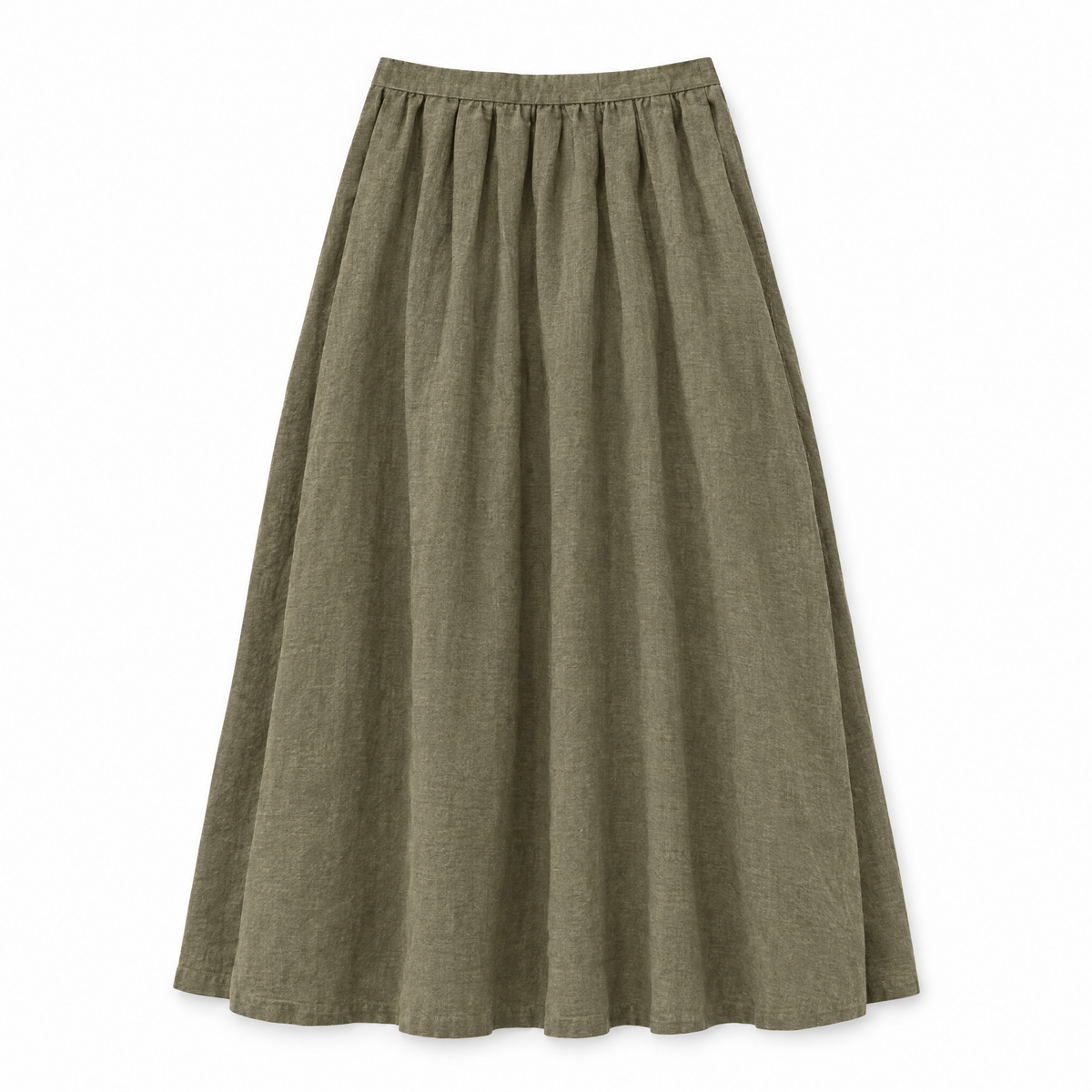 Olive Linen Maxi Skirt