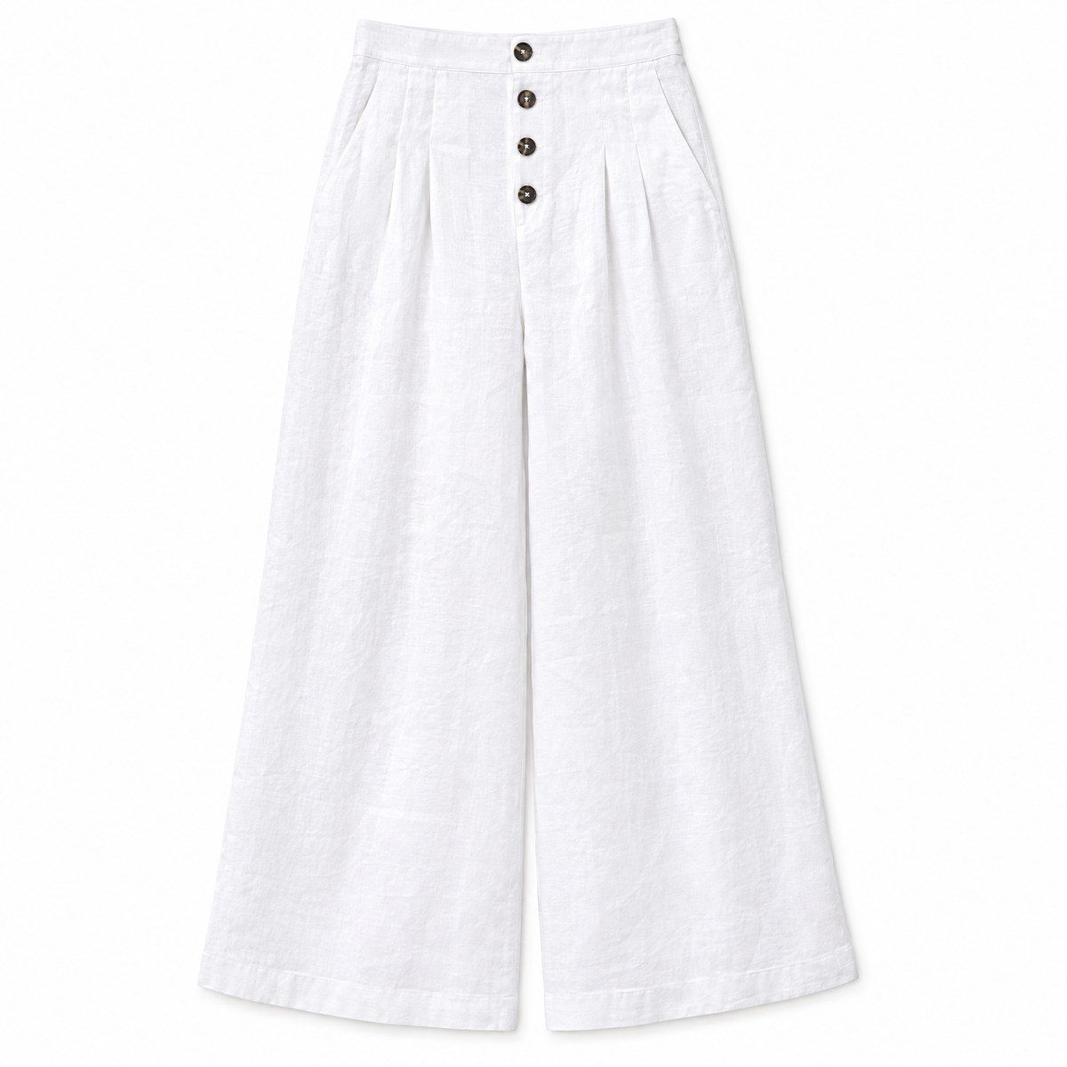 White High Waisted Linen Pants