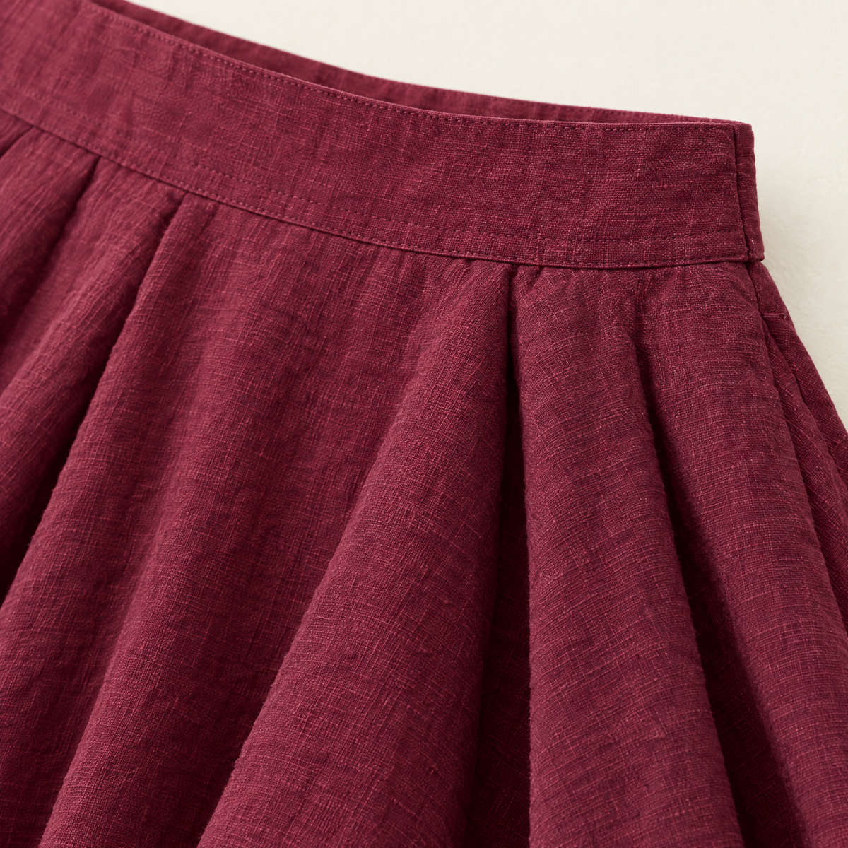 Berry Full Circle Linen Skirt - linen fabric and detail close-up
