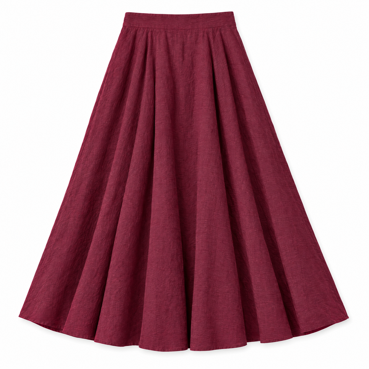 Berry Full Circle Linen Skirt - back view