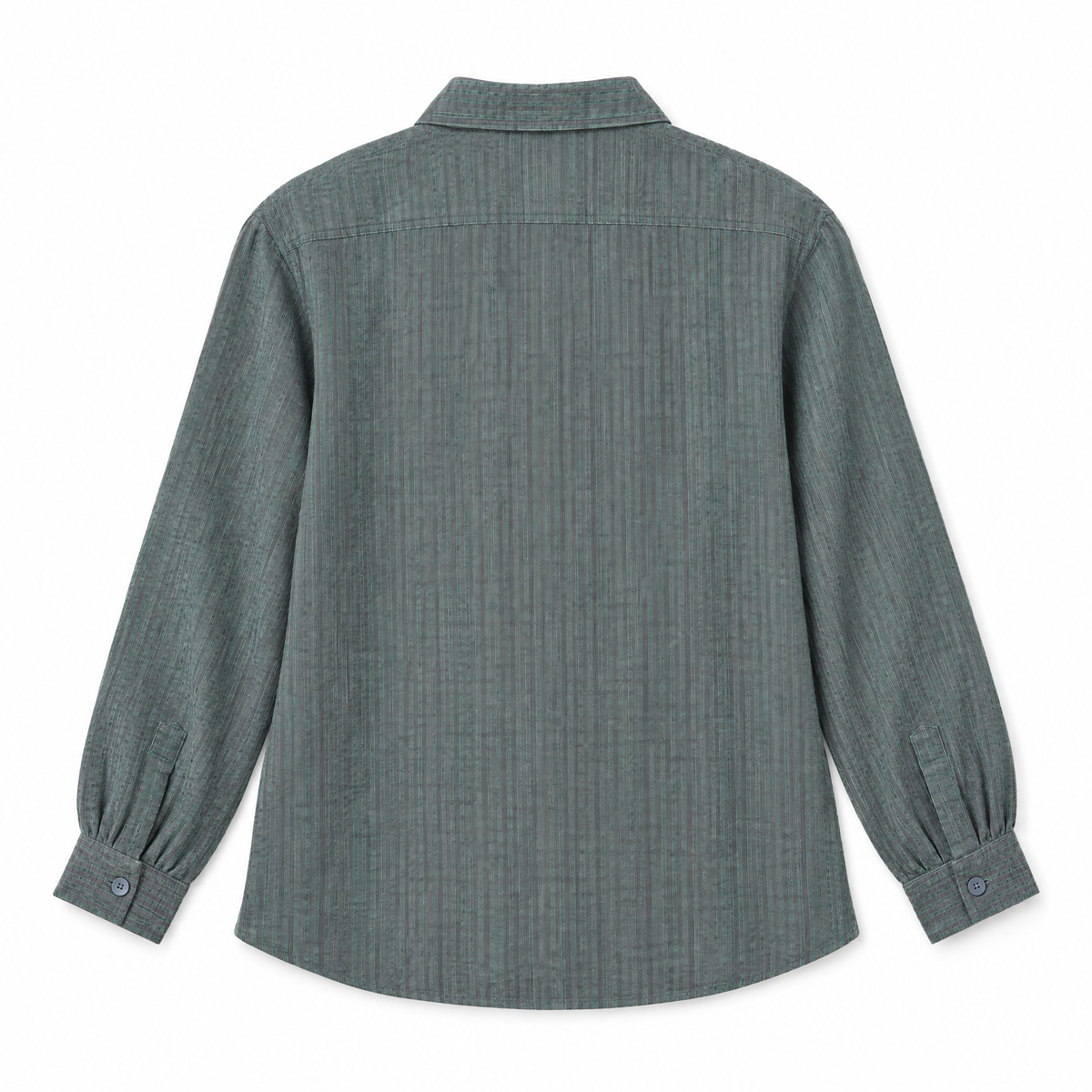 Sage Long Sleeve Linen Button Shirt - back view