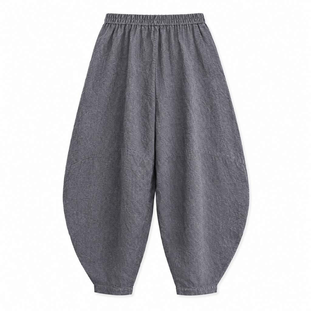Charcoal Linen Harem Pants - back view