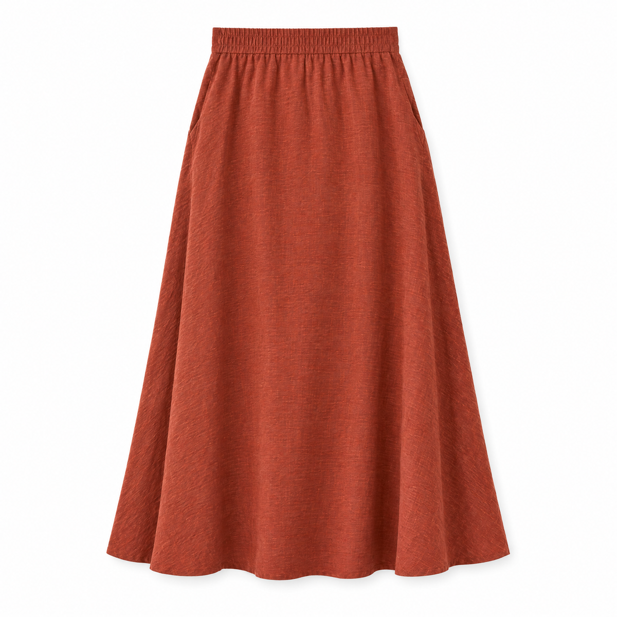 Rust Linen Maxi Skirt with Pockets - back view