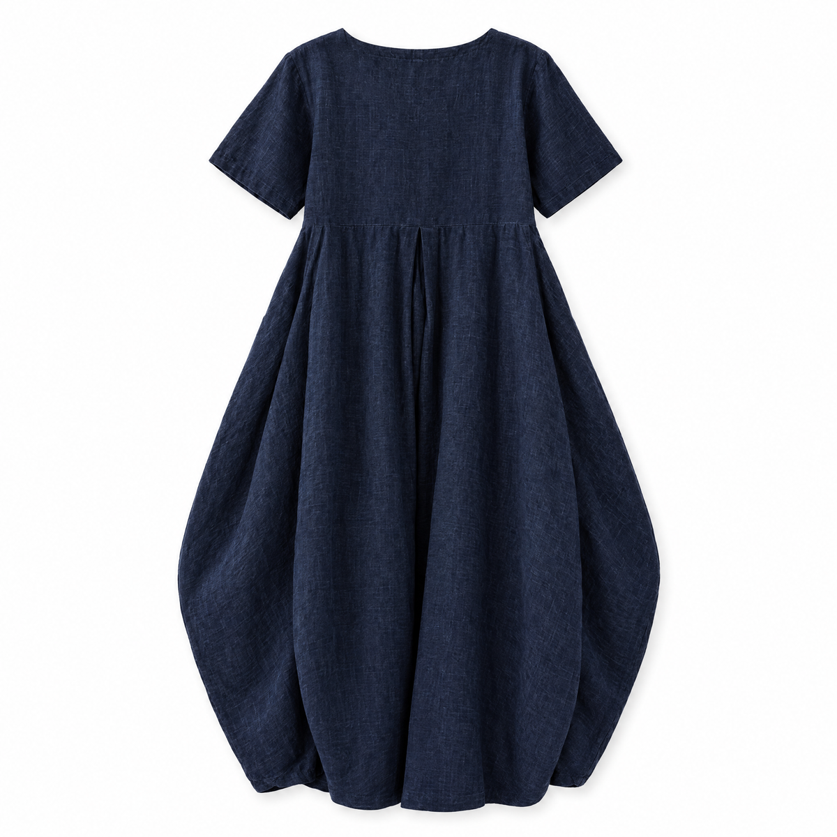 Navy Cocoon Linen Midi Dress - back view