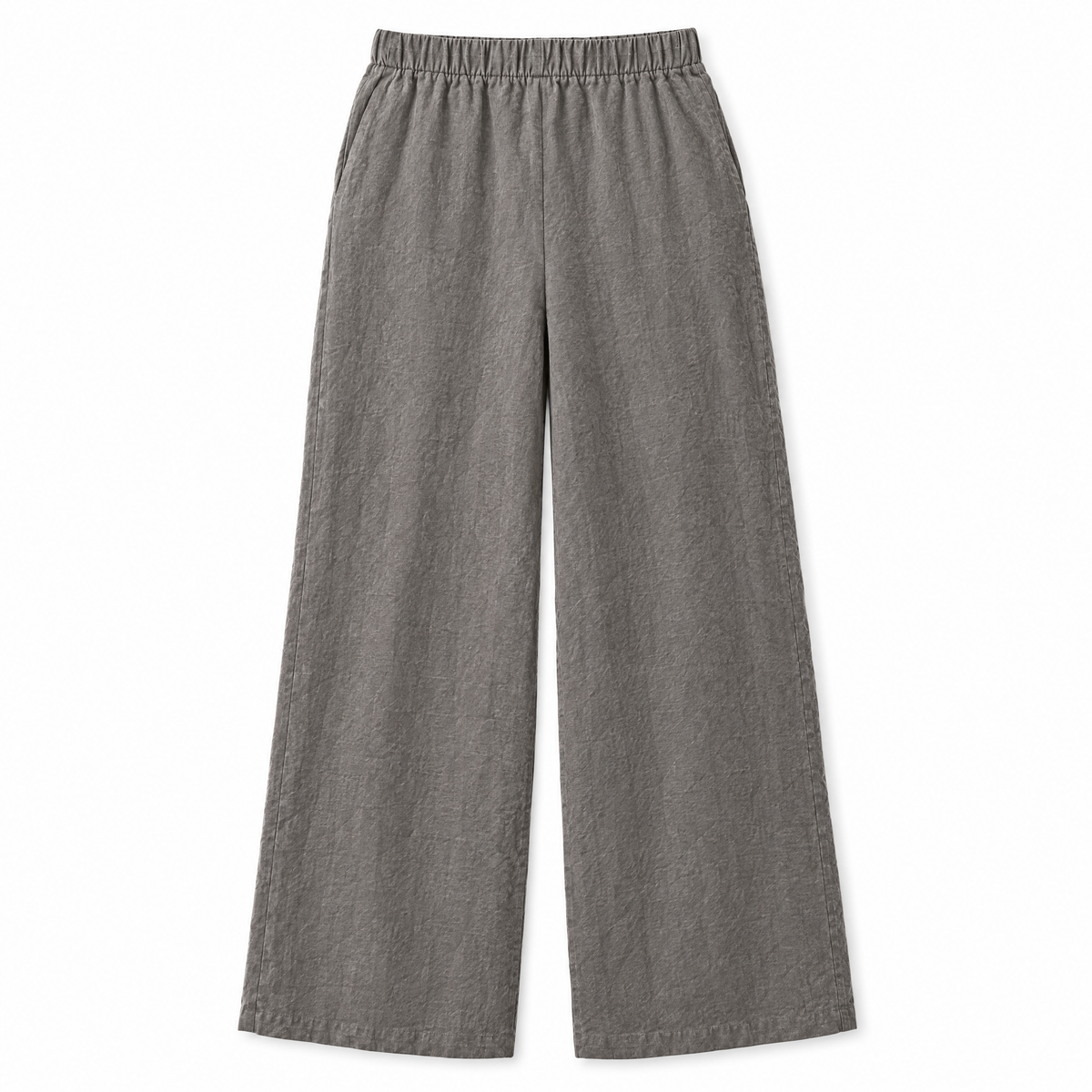 Taupe Linen Trousers with Pockets - back view