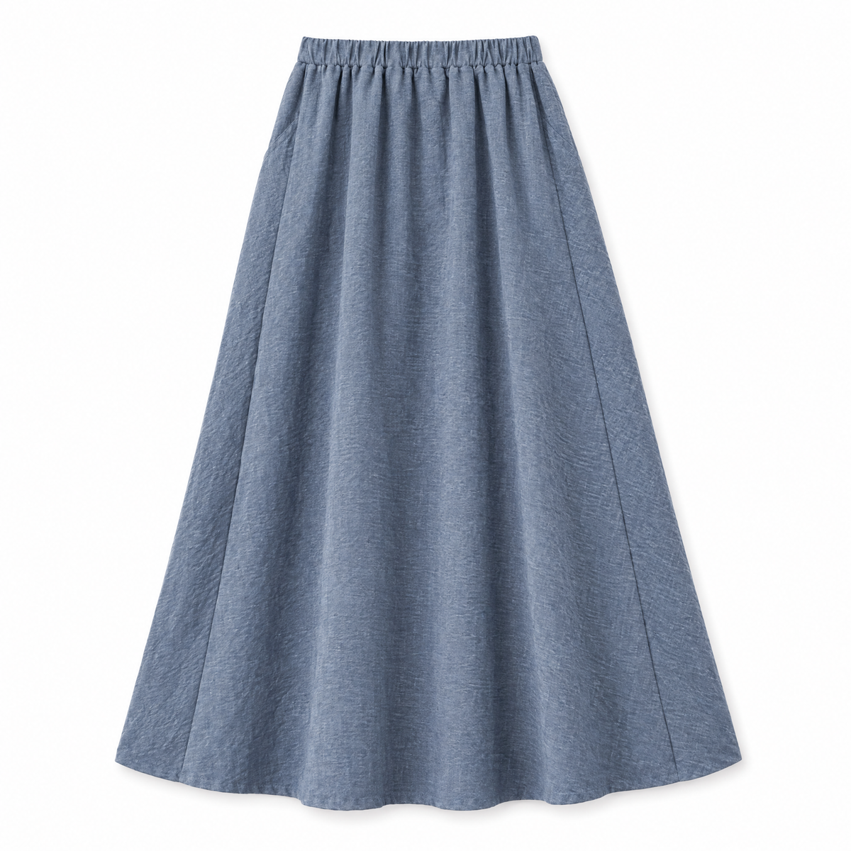 Dusty Blue Linen Maxi Skirt - back view