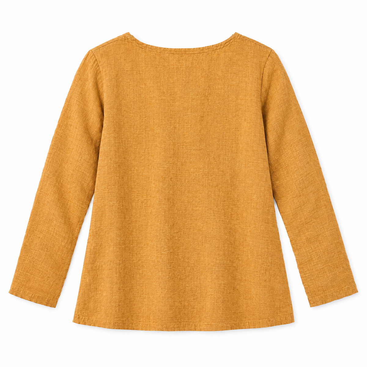Honey Gold Long Sleeve Linen Top - back view