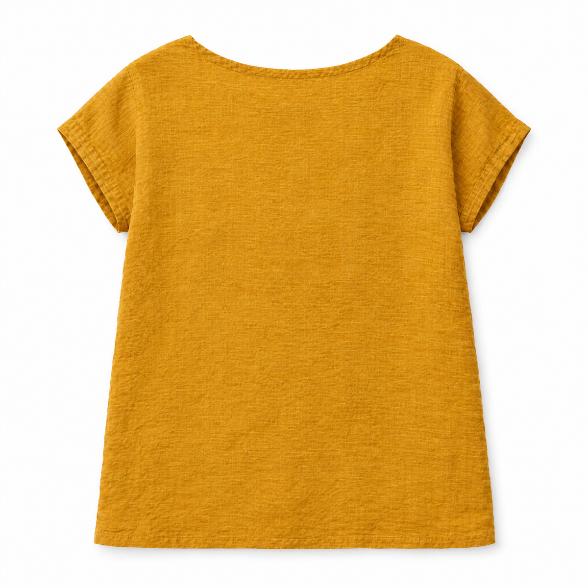 Mustard Short Sleeve Linen Top - back view