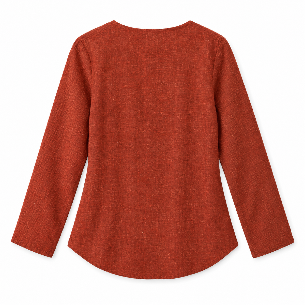 Rust Button Front Linen Blouse - back view