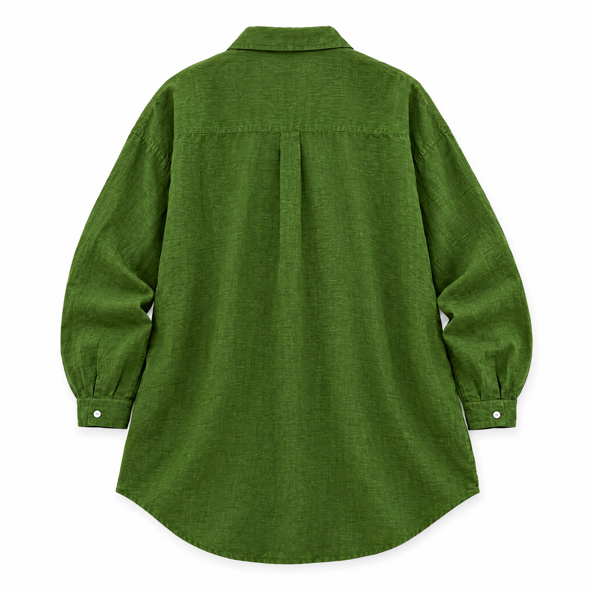 Moss Green Oversized Linen Shirt - back view