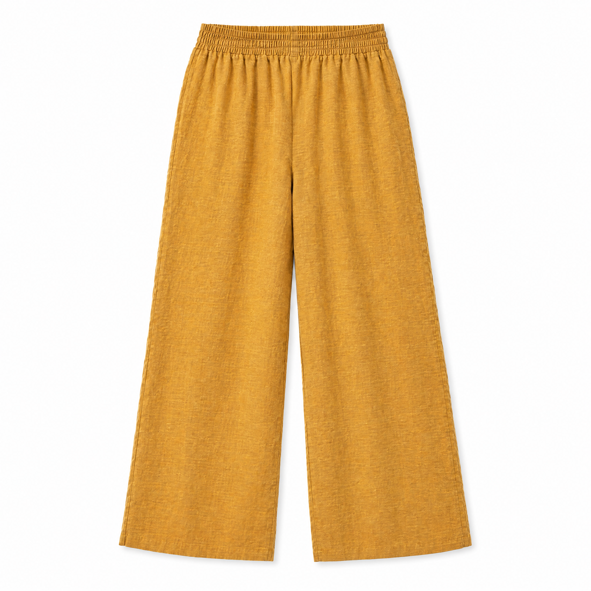 Mustard Wide Leg Linen Pants - back view