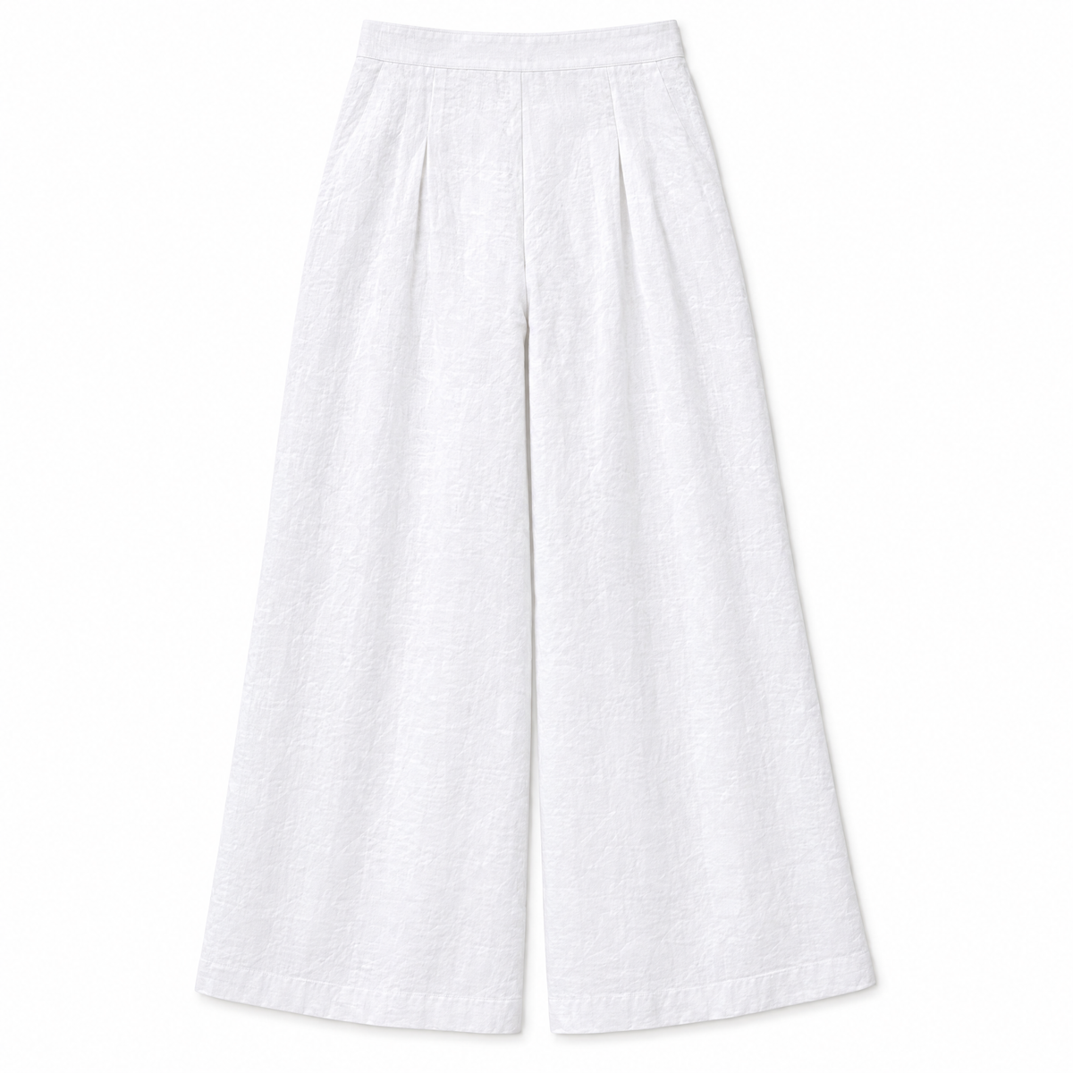 White High Waisted Linen Pants - back view