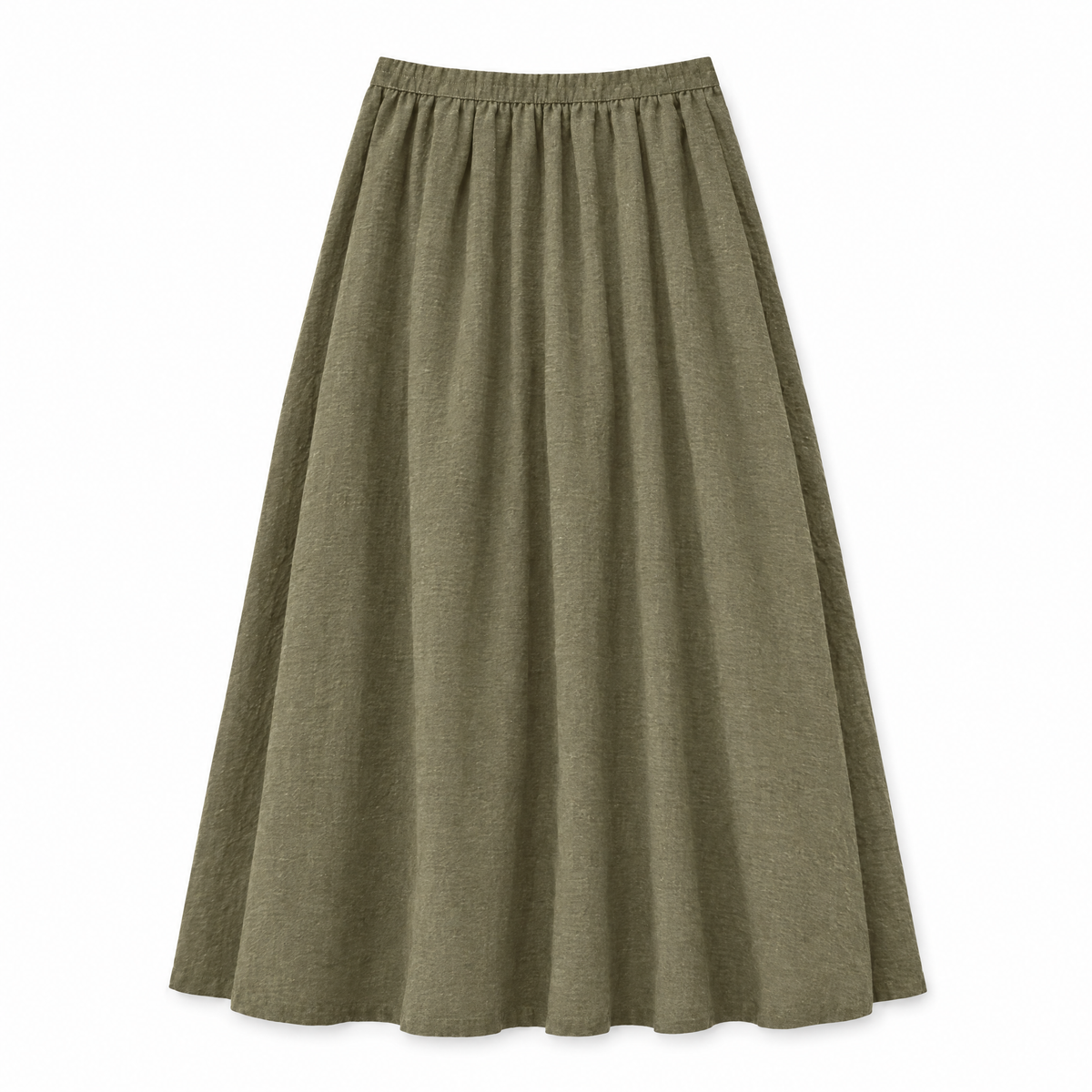 Olive Linen Maxi Skirt - back view