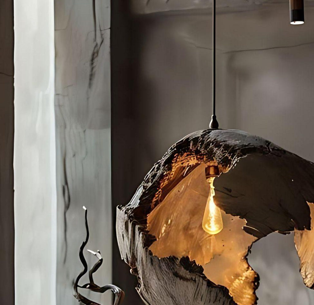 Driftwood Pendant Light, Rustic Wood Ceiling Lamp for Dining Room