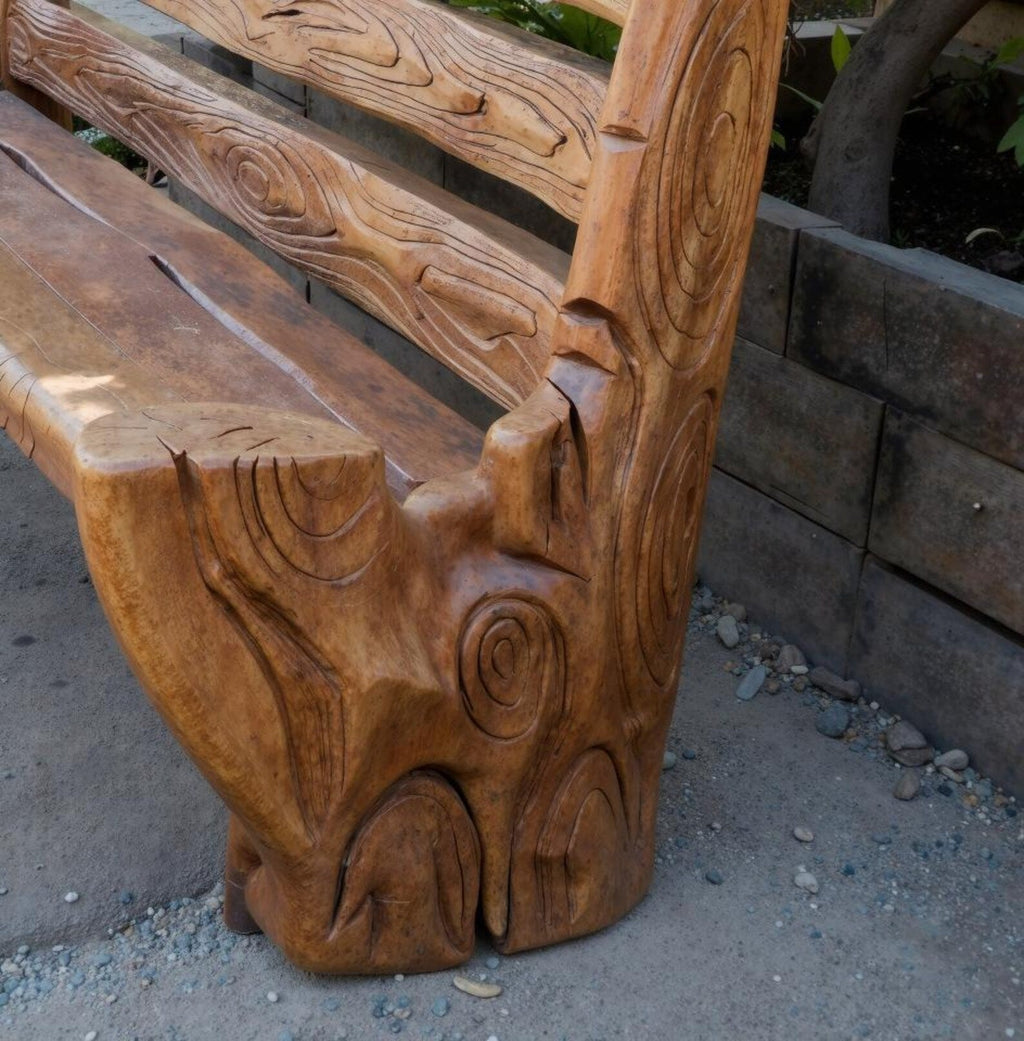 Rustic Solid Wood Bench with Backrest for Garden, Patio and Entryway