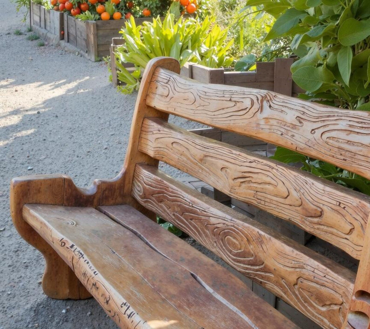 Rustic Solid Wood Bench with Backrest for Garden, Patio and Entryway