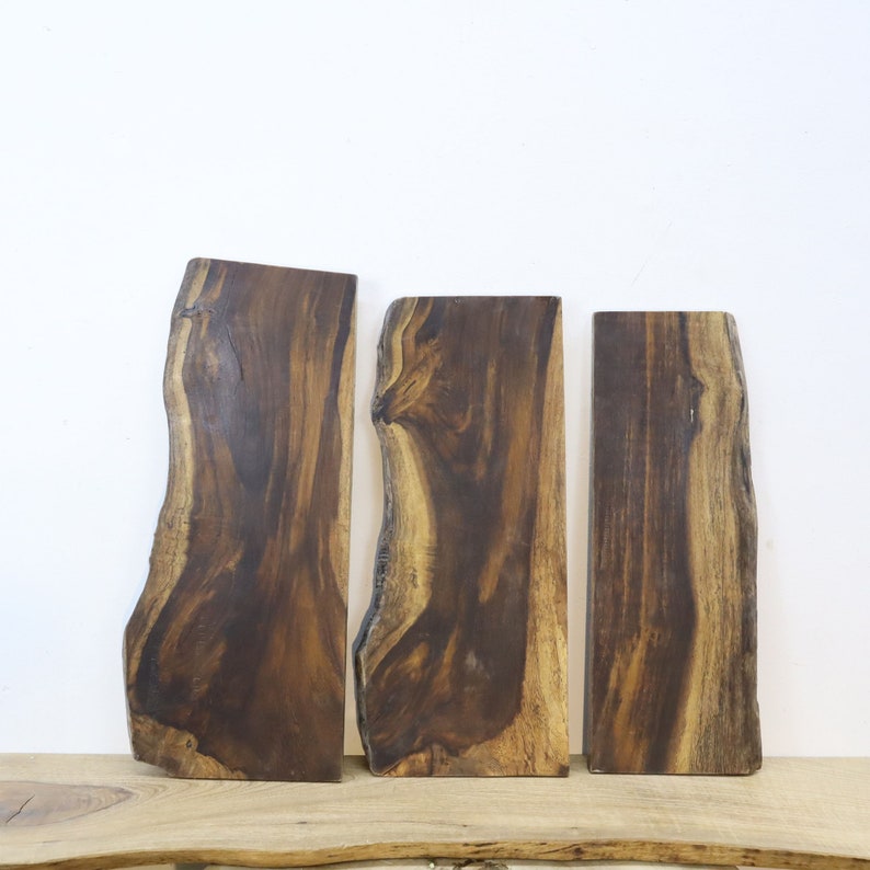 Walnut Live Edge Floating Shelf, Dark Wood Minimalist Wall Shelf