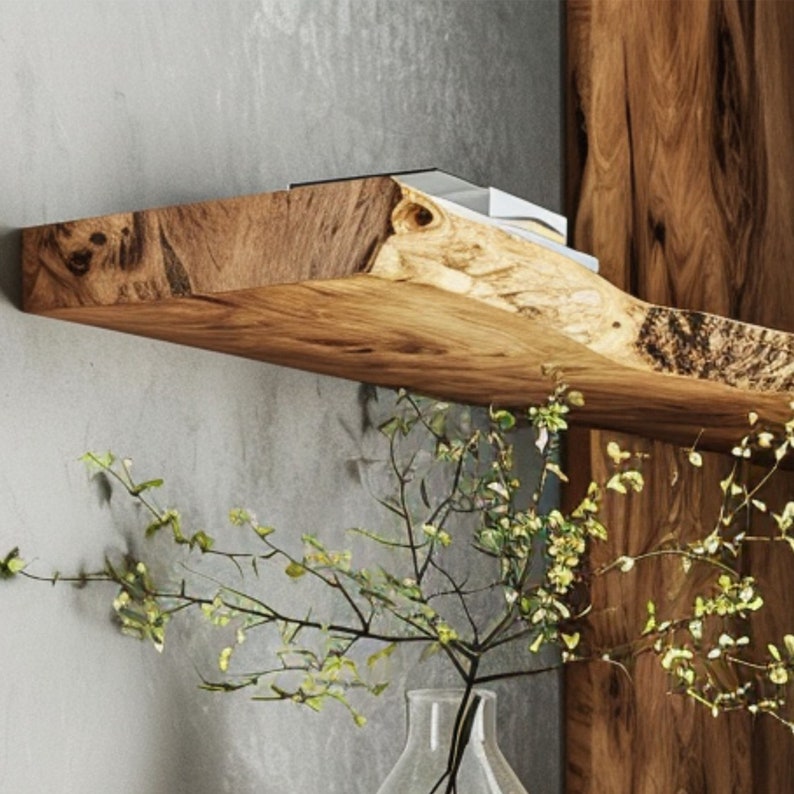 Live Edge Floating Shelf, Natural Solid Wood Wall Shelf for Any Room