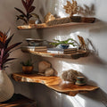Live Edge Wood Wall Shelf, Minimalist Floating Shelf in Dark Brown