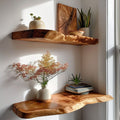 Walnut Live Edge Shelf, Dark Wood Floating Wall Shelf for Décor