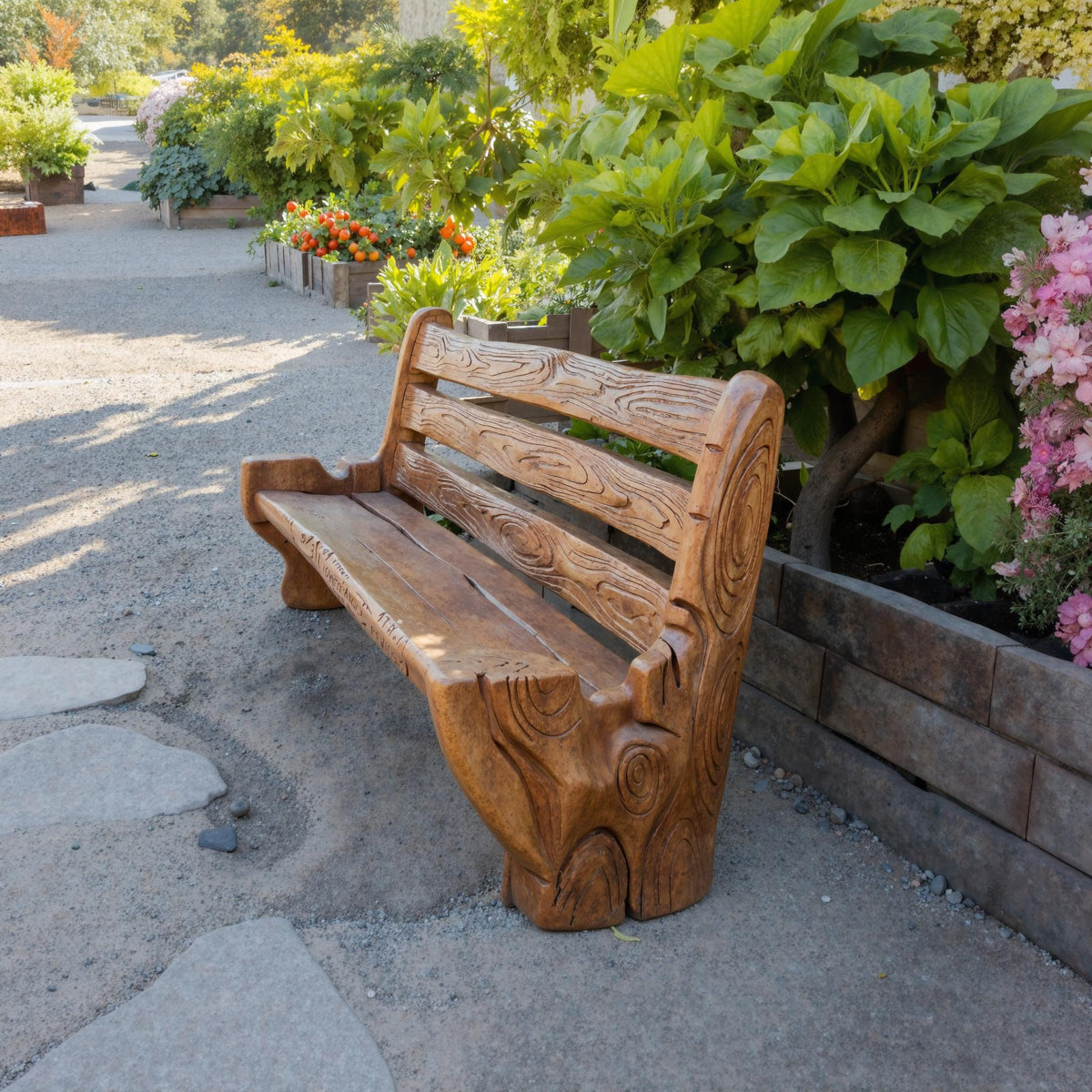 Rustic Solid Wood Bench with Backrest for Garden, Patio and Entryway