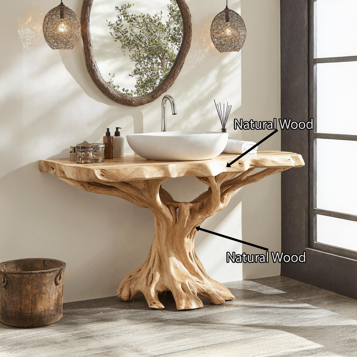 Live Edge Bathroom Vanity, Natural Wood Farmhouse Vanity Top