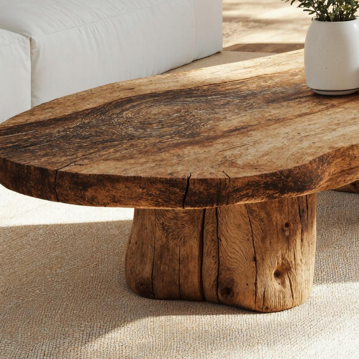 Vintage Wood Coffee Table, Low Rustic Centerpiece for Cozy Rooms