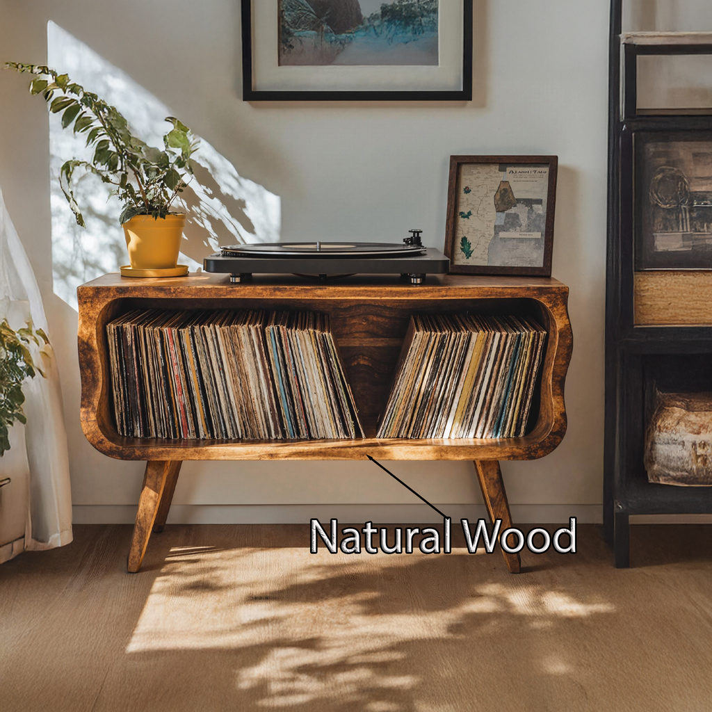 Record Player Stand, Rustic Wood Turntable Table for Vinyl Lovers
