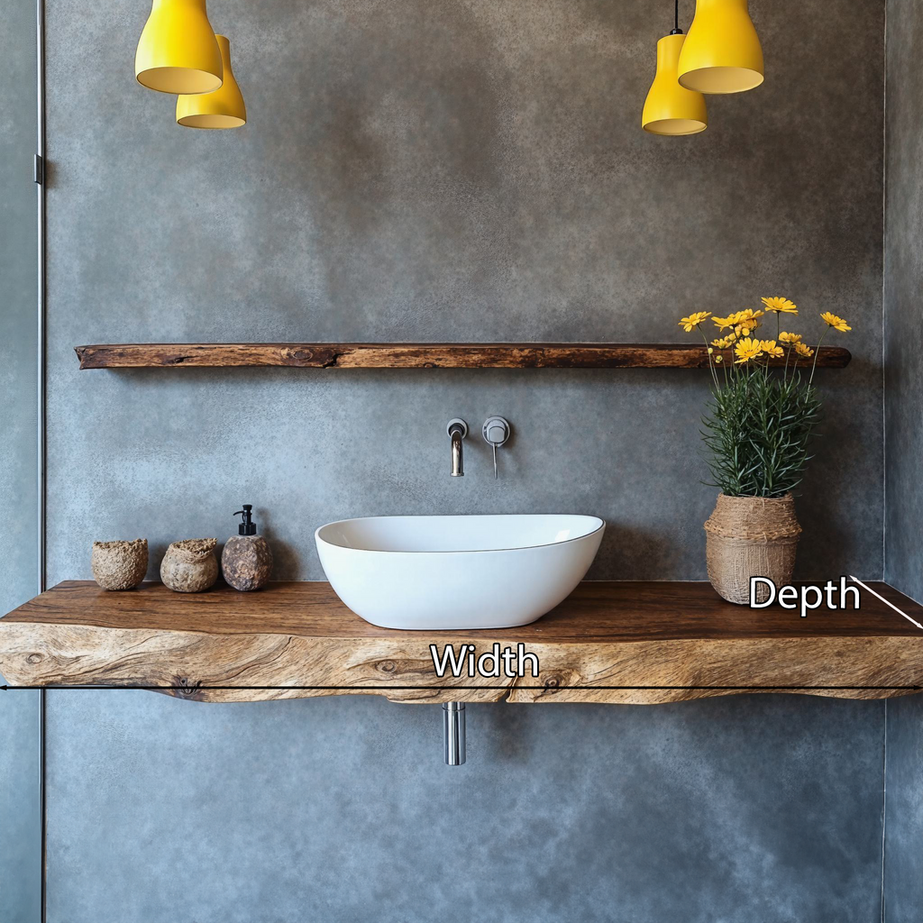 Wooden Vanity Countertop, Bespoke Solid Wood Bathroom Sink Shelf