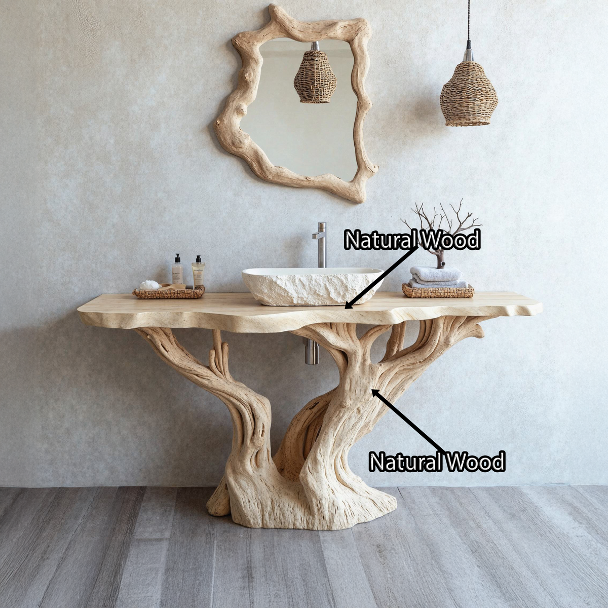 Bathroom Vanity, Live Edge Reclaimed Wood Farmhouse Vanity with Shelf