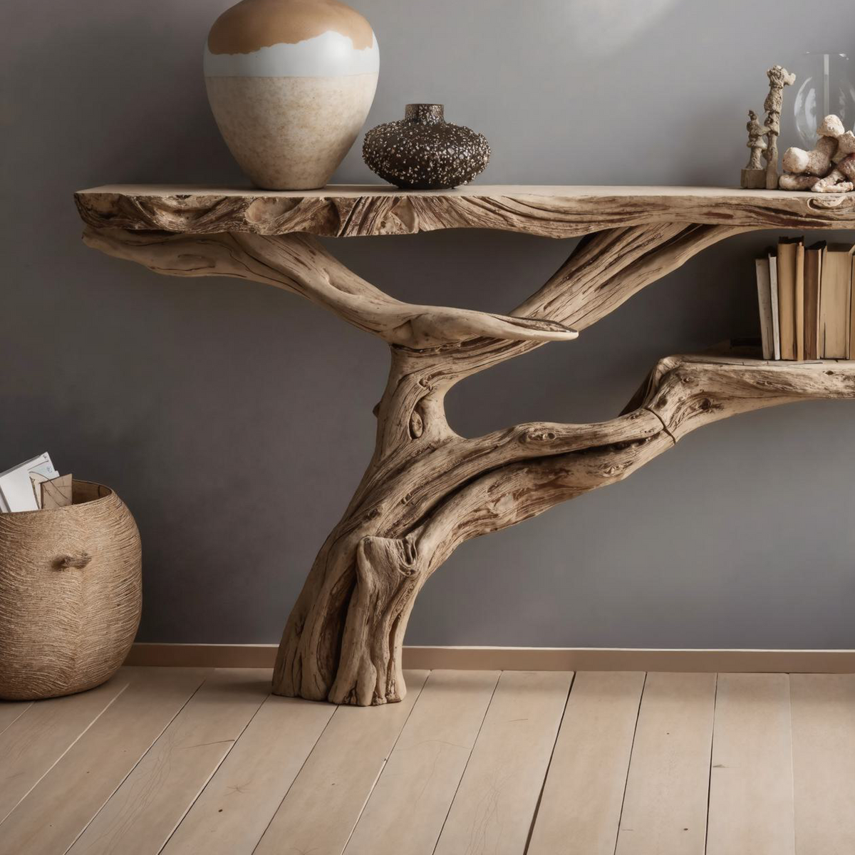 Wood Console Table Farmhouse Hallway Table for Entryway