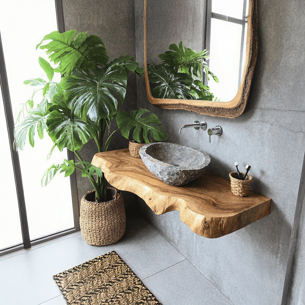 Floating Bathroom Vanity, Farmhouse Wooden Wall-Mounted Sink Shelf